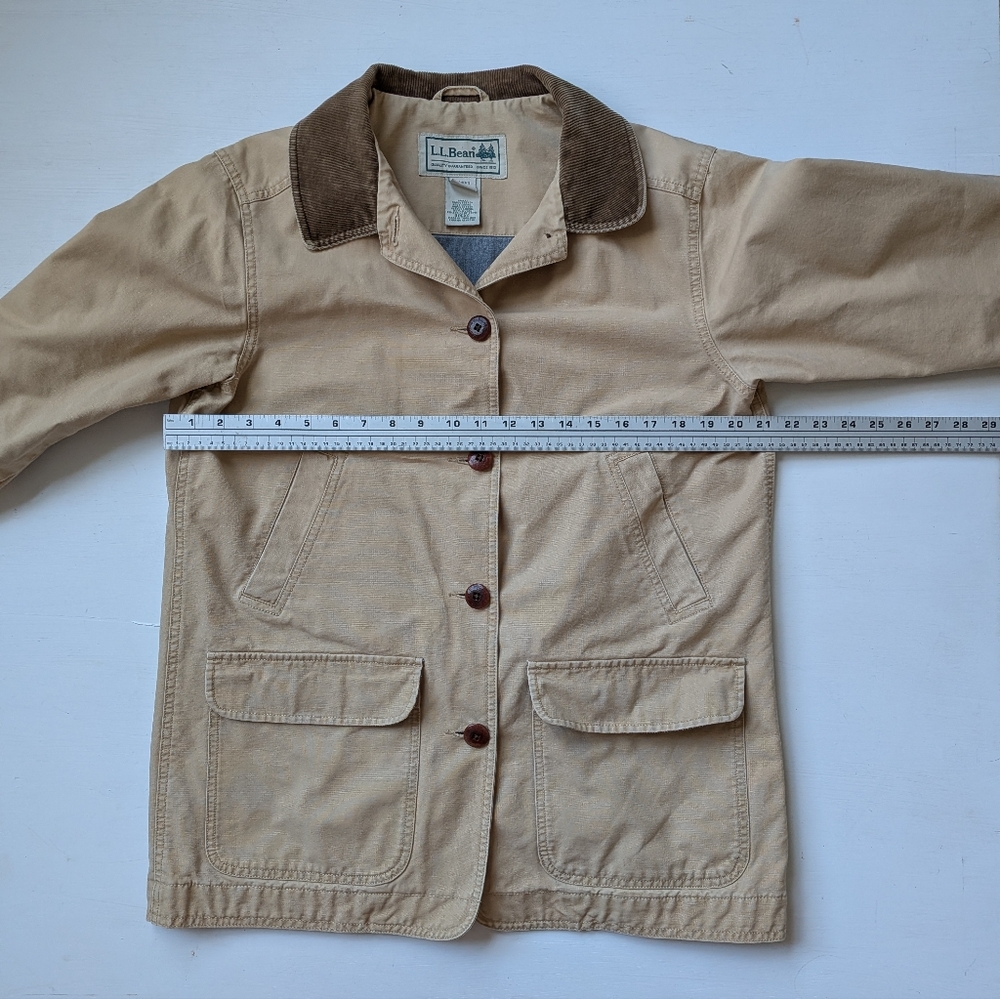 L.L. Bean Women's Tan Chore Coat Jacket with Brown Accents 100% Cotton Size M - Picture 6 of 12